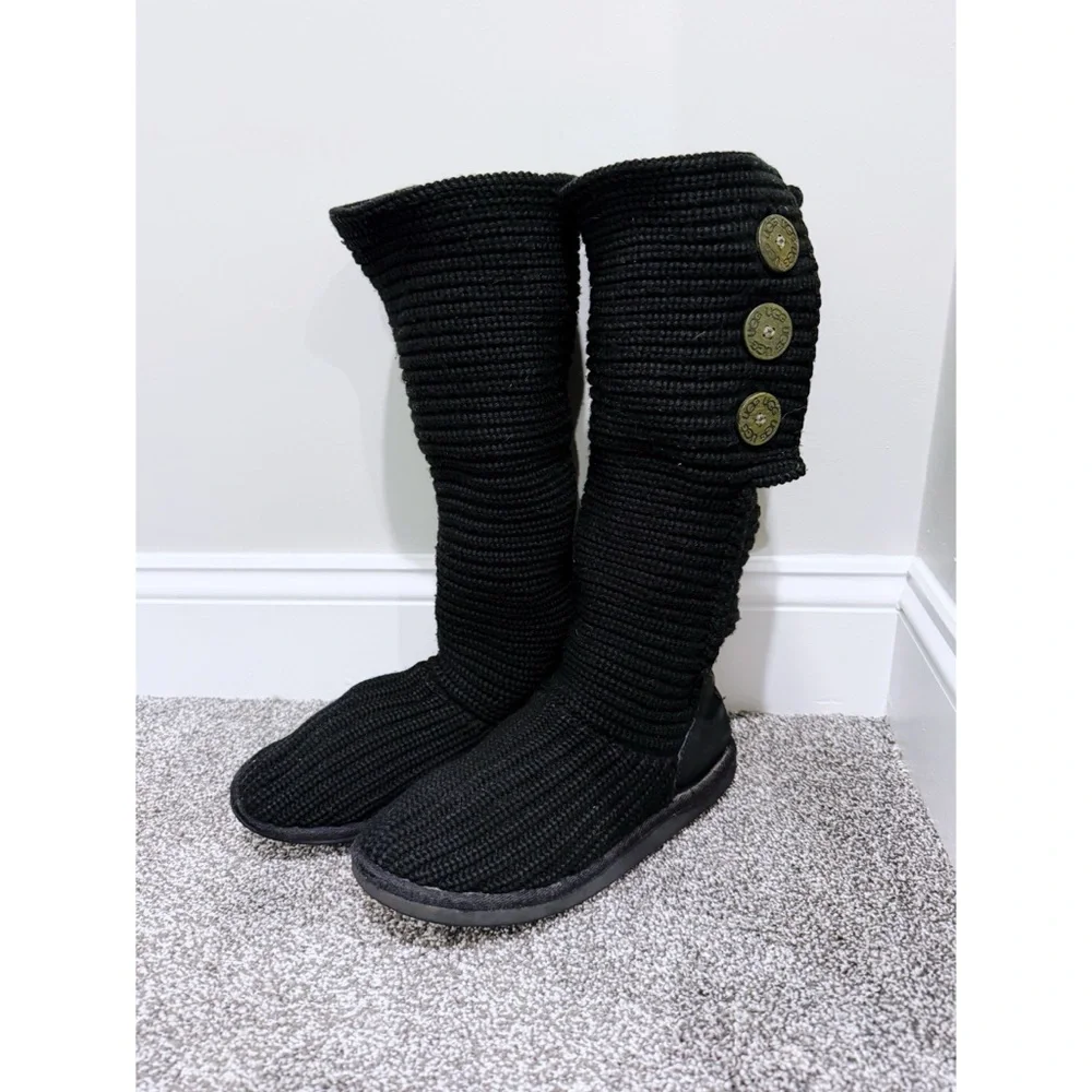 Ugg Classic Cardy Knit Tall Boots in Black